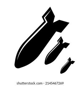Set of air bombs icons with different sizes. Vector illustration isolated on white background