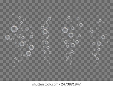 Set of air bubbles on a transparent background. 3D bubbles in pastel colors. Bubbles overlay.