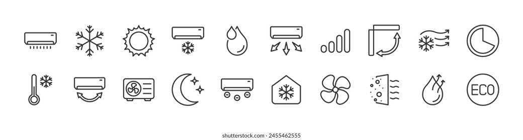 set of air condition icons, cooling, technology