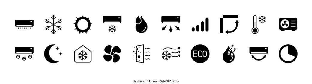 set of air condition icons, cooling, temperature, 