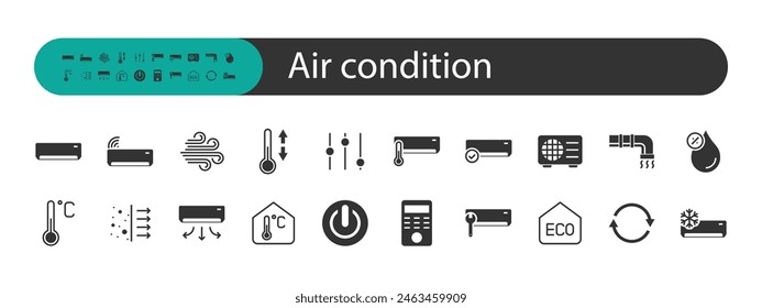 set of air condition icons, cooling, temperature
