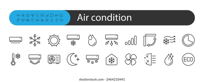 set of air condition icons, cooling, temperature