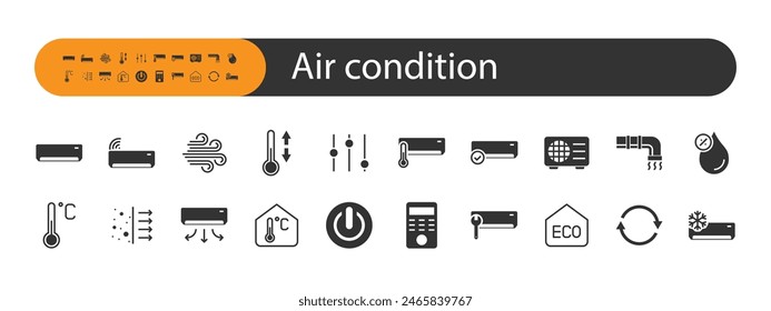 set of air condition icons, cooling, temperature