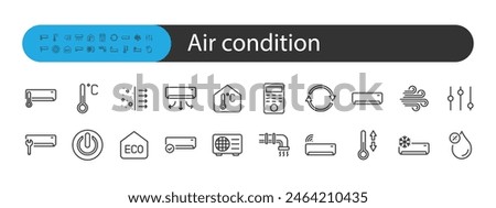 set of air condition icons, cooling, temperature