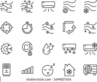 set of air condition icons, air, purify, cool, temperature