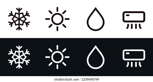 Set of air condition icons for smart house app. cold, heat,  dry, auto status air conditioner vector