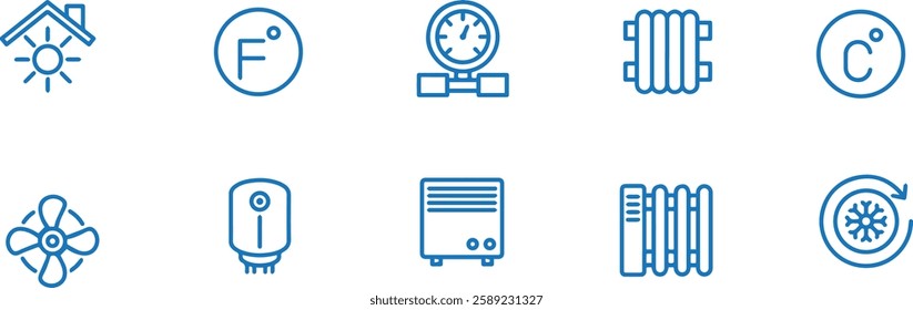 set of air condition vector lined icons