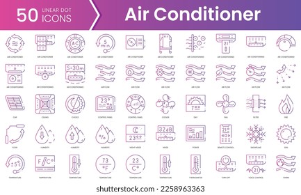 Set air conditioner icons  Gradient style icon bundle  Vector Illustration