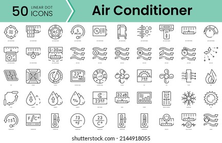 Set of air conditioner icons. Line art style icons bundle. vector illustration