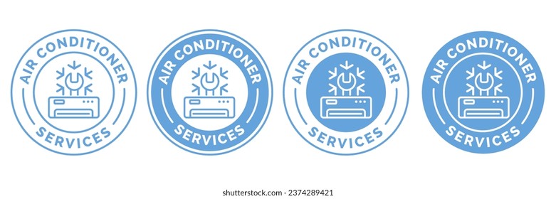 Set Air Conditioner Repair and Service Logo Vector Icon Illustration.