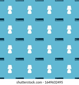Set Air conditioner  and Table lamp  on seamless pattern. Vector