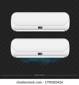 Set of air conditioners 3d. Realistic vector air conditioner.