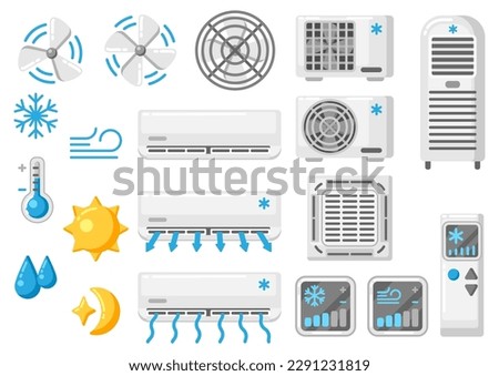 Set of air conditioners. Icon or image for industry and business.
