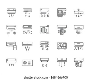 Set of air conditioning Related Vector Line Icons. 