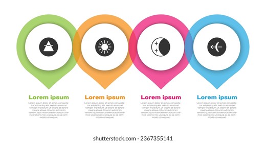 Set Air element, Sun, Eclipse of the sun and Sagittarius zodiac. Business infographic template. Vector