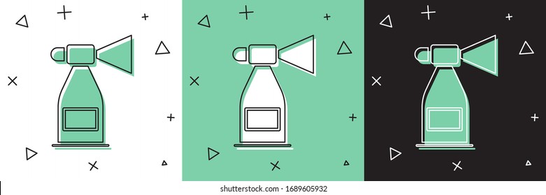 Set Air horn icon isolated on white and green, black background. Sport fans or citizens against government and corruption.  Vector Illustration