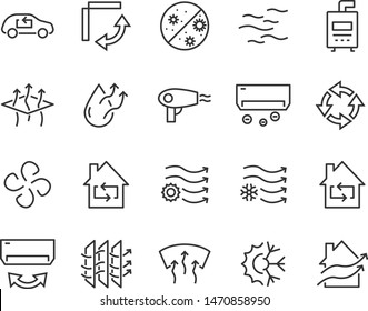 set of air icons, air condition, heater, dust, temperature, purify