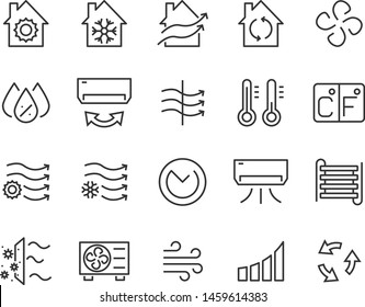 set of air icons, such as air condition, heater, cool, hot, purify