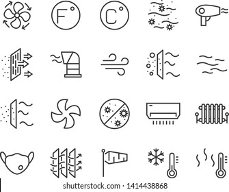set of air icons, such as air filter, temperature, air purifier, dust