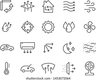 set of air icons, such as air filter, temperature, air purifier, dust