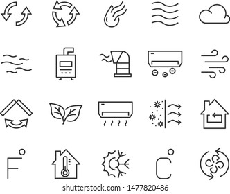 set of air line icons, purify, air condition, wind, fan