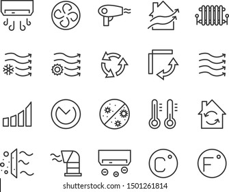 set of air line icons, purify, air condition, wind, fan