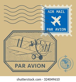 Set of air mail symbols, vector illustration