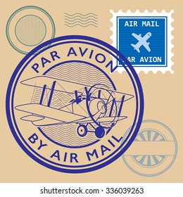 Set of air mail symbols, vector illustration