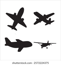 set of air plan clipart silhouette 