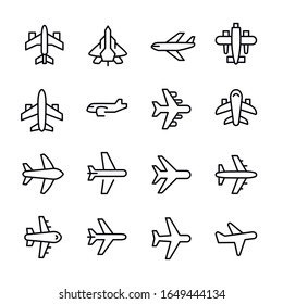 Set of air plane related vector line icons. Premium linear symbols pack. Vector illustration isolated on a white background. Web symbols for web sites and mobile app. Trendy design. 