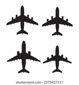 set of air plane silhouette vector art