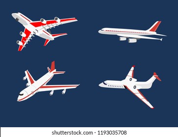Set of air planes isolated vector illustration