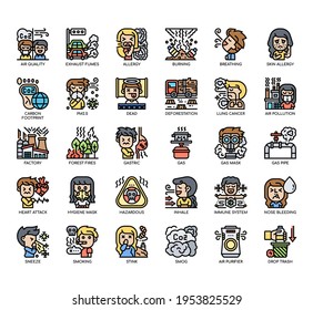 Set of Air Pollution thin line and pixel perfect icons for any web and app project. 