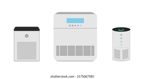 Set of air purifiers flat illustrations