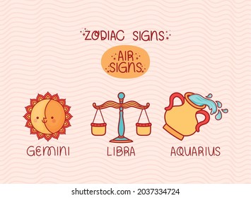 set of air zodiac signs