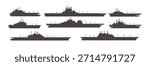 set of Aircraft Carrier vector illustration