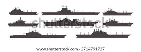 set of Aircraft Carrier vector illustration