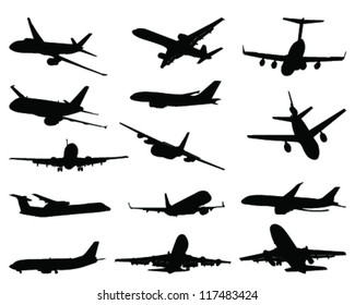 Set of aircraft silhouettes 2-vector