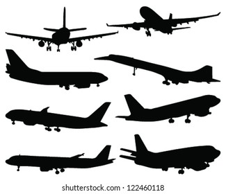 Set of aircraft silhouettes 3-vector