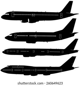 Set  aircraft silhouettes.  vector illustration 