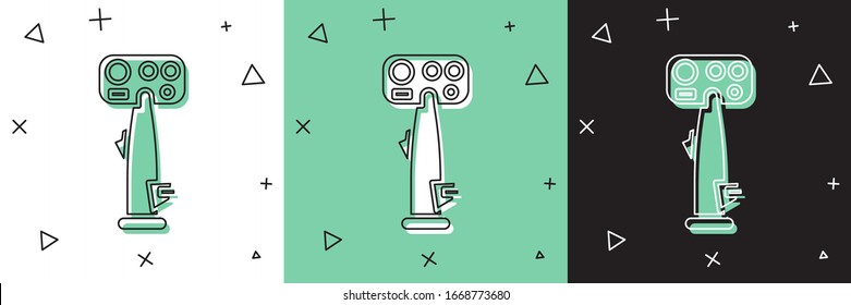 Rufen Sie das Lenkhelm-Symbol für Luftfahrzeuge einzeln auf weißem und grünem, schwarzem Hintergrund auf. Steuerrad für Luftfahrzeuge. Vektorillustration-Illustration