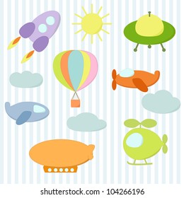 Set of aircraft stickers for baby