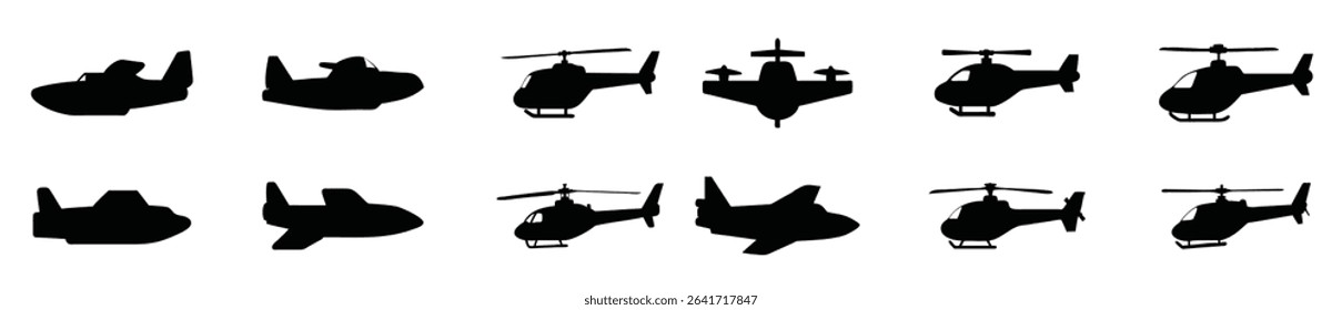 set of aircraft vector illustration