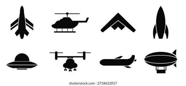 Conjunto de Ilustración vectorial de aeronaves
