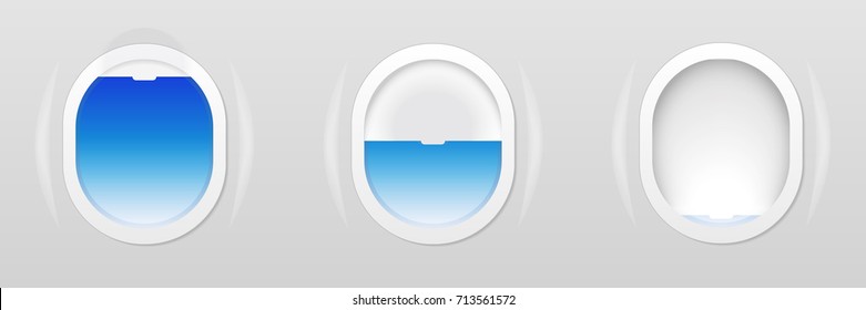Set of Aircraft windows. Plane portholes isolated. Vector illustration for web