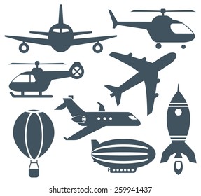 Set of aircrafts  icons