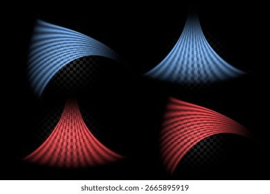 Conjunto de corrientes de aire, aire caliente y frío sobre fondo negro