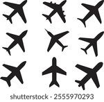 set Airplane aviation flat icon for apps, logo and website. Airplane icon, vector. Airplane sign and symbol. Flight jet, aircraft transport