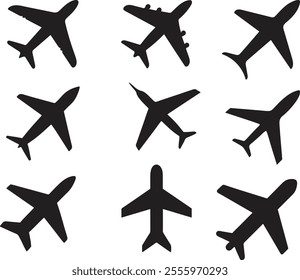 set Airplane aviation flat icon for apps, logo and website. Airplane icon, vector. Airplane sign and symbol. Flight jet, aircraft transport