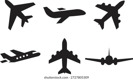 Conjunto de iconos planos de aviación de avión para App, logotipo y Sitio web. Icono de avión, Vector. Signo y símbolo del avión. Avión de vuelo, transporte de aeronaves